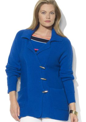 Lauren Ralph Lauren Plus Size Long-Sleeved Cotton-Blend Toggle Cardigan