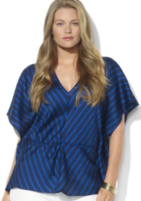 Lauren Ralph Lauren Plus Size Kimono-Sleeved Striped Blouse