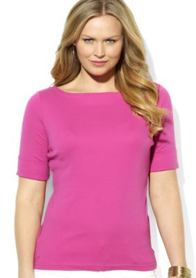 Lauren Ralph Lauren Plus Size Cotton Boatneck Top