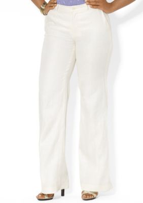 Lauren Ralph Lauren Plus Size Linen Wide-Leg Pant 