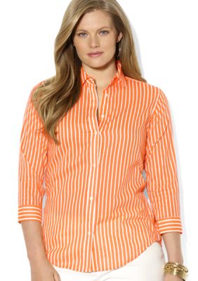 Lauren Ralph Lauren Plus Size Striped Cotton Blouse
