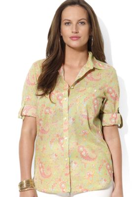 Lauren Ralph Lauren Plus Size Paisley Linen Workshirt