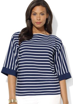 Lauren Ralph Lauren Plus Size Striped Boatneck Top 