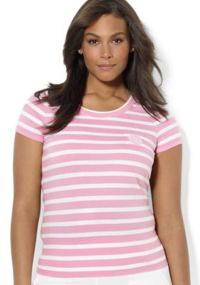 Lauren Ralph Lauren Plus Size Striped Scoopneck Tee