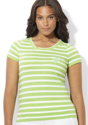 Lauren Ralph Lauren Plus Size Striped Scoopneck Tee