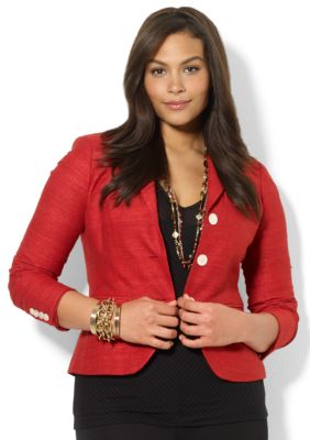 Lauren Ralph Lauren Plus Size Tussah Silk Blazer