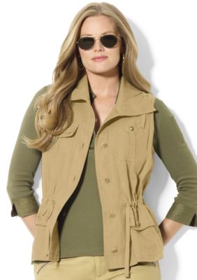 Lauren Ralph Lauren Plus Size Drawcord Linen Vest