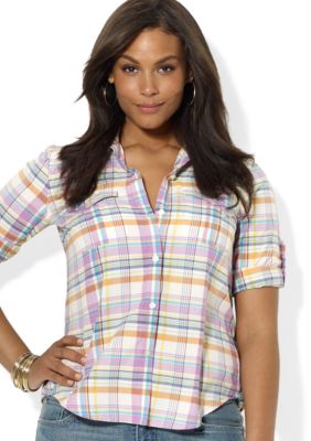 Lauren Ralph Lauren Plus Size Plaid Cotton Workshirt