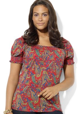 Lauren Ralph Lauren Plus Size Short-Sleeved Smock Top