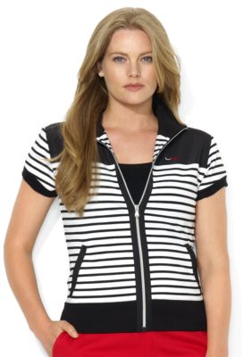 Lauren Ralph Lauren Striped Mockneck Cotton Jacket