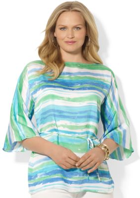 Lauren Ralph Lauren Plus Size Striped Georgette Tunic