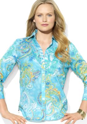 Lauren Ralph Lauren Plus Size Paisley Cotton Workshirt