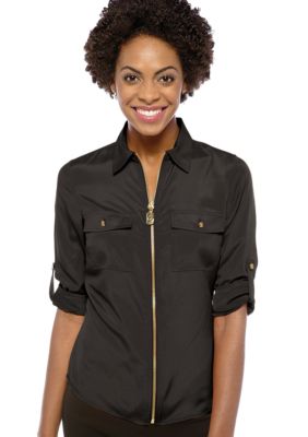 MICHAEL Michael Kors Dog Tag Zip Shirt