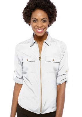 MICHAEL Michael Kors Dog Tag Zip Shirt