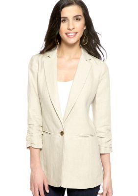 MICHAEL Michael Kors Linen Ruched Sleeve Blazer