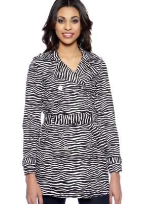 MICHAEL Michael Kors Zebra Print Classic Trench Coat