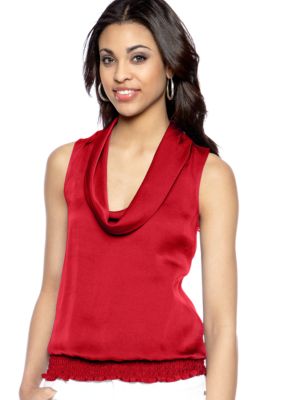 MICHAEL Michael Kors Sleeveless Smocked Cowl Neck Blouse