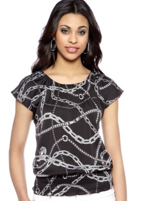 MICHAEL Michael Kors Cap Sleeve Peasant Blouse