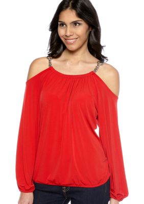 MICHAEL Michael Kors Chain Link Cold Shoulder Top