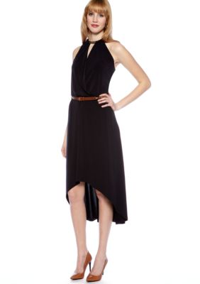 MICHAEL Michael Kors Halter Dress with Hi Low Hemline and Belt