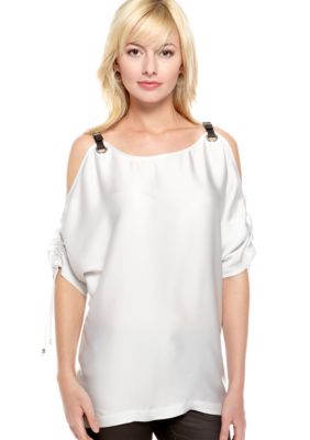 MICHAEL Michael Kors Cold Shoulder Buckle Top