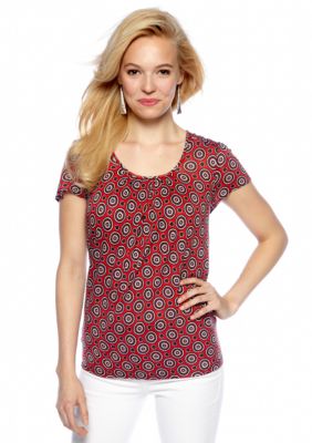 MICHAEL Michael Kors Printed Flutter Sleeve Pleat Top