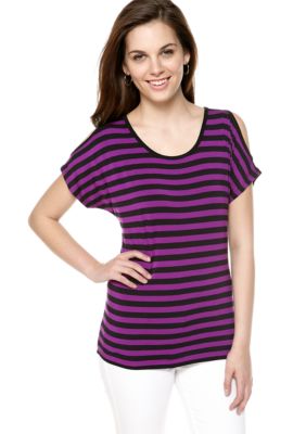 MICHAEL Michael Kors Cold Shoulder Stripe Top