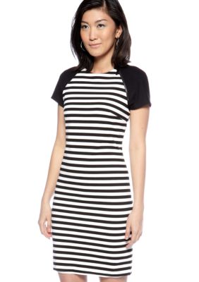 MICHAEL Michael Kors Stripe Ponte Dress with Zipper Embellishment