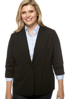 Michael Kors Plus Size Shirred Sleeve Blazer