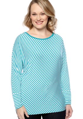 MICHAEL Michael Kors Plus Size Bias Stripe Dolman Sleeve Top
