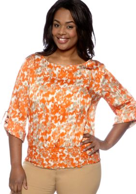 MICHAEL Michael Kors Plus Size Smocked Bottom Blouse
