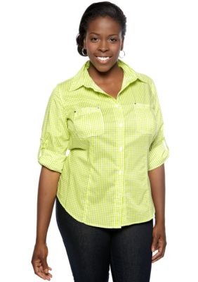 MICHAEL Michael Kors Plus Size Button Front Gingham Shirt