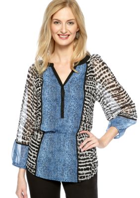 Calvin Klein Printed Peasant Top