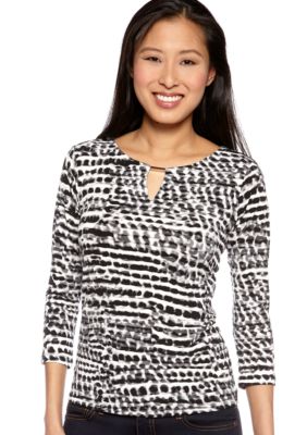 Calvin Klein Three Quarter Sleeve Top with Hardware