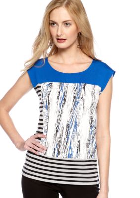 Calvin Klein Extended Shoulder Color Block Print Tee