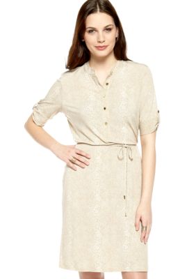 Calvin Klein Elbow Sleeve Henley Shirt Dress