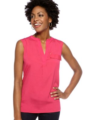 Calvin Klein Sleeveless Mixed Media Top
