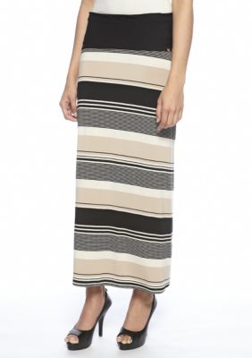 Calvin Klein Stripe Maxi Skirt with Folded Wide Band