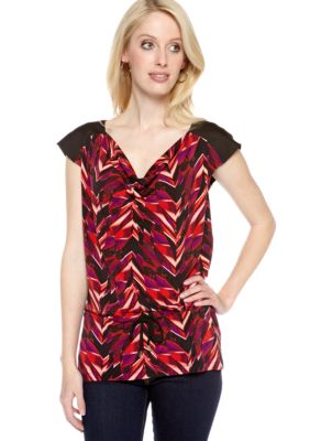 Calvin Klein Cowl Neck Raglan Top with Drawcord Waistband