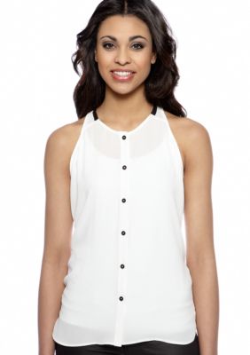 Eight Sixty Solid Button Front Blouse