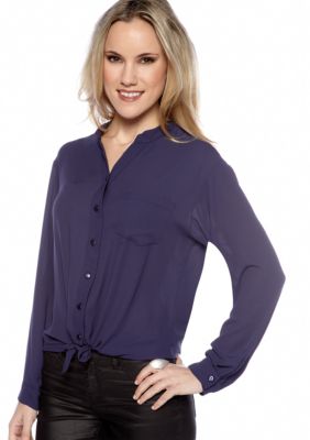 Eight Sixty Long Sleeve Tie Front Blouse