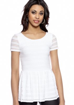 Eight Sixty Eyelet Short Sleeve Knit Top