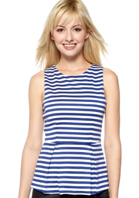 Eight Sixty Stripe Ponte Peplum Top