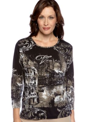 Jane Ashley Venice Mixed Media Top