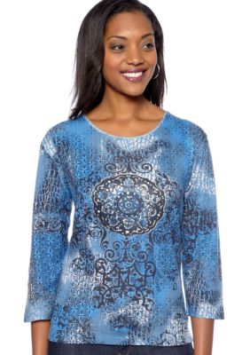 Jane Ashley Center Medallion Printed Top
