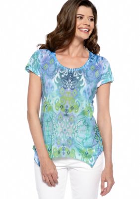 Jane Ashley Ikat Print Handkerchief Tee