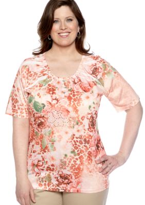 Jane Ashley Plus Size Animal Floral Sublimation Knit Top