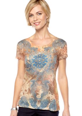 Jane Ashley Scoop Neck Sublime Khaki Tee