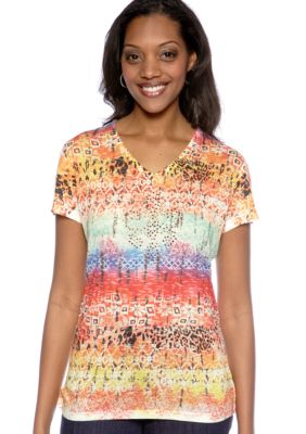 Jane Ashley V-Neck Embellished Tee