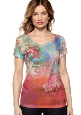 Jane Ashley Scoop Neck Sublime Rainbow Shirt